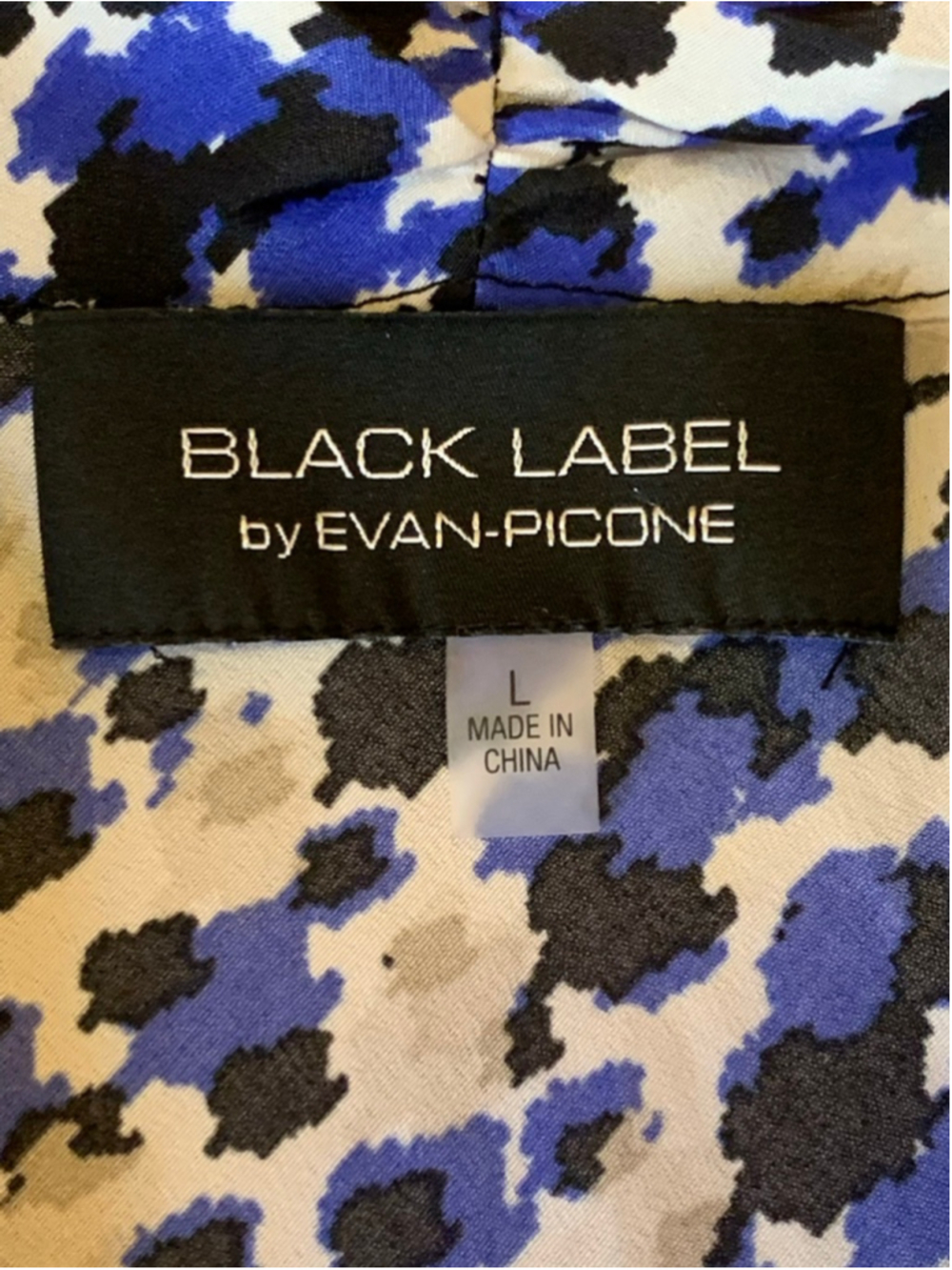 Black Label by Evan-Picone Top Large Blue, White, Black Pattern Sleeveless - Picture 2 of 9